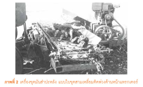 เครื่องขุดมันสำปะหลัง แบบใบขุดสามเหลี่ยมติดพ่วงด้านหน้าแทรกเตอร์
